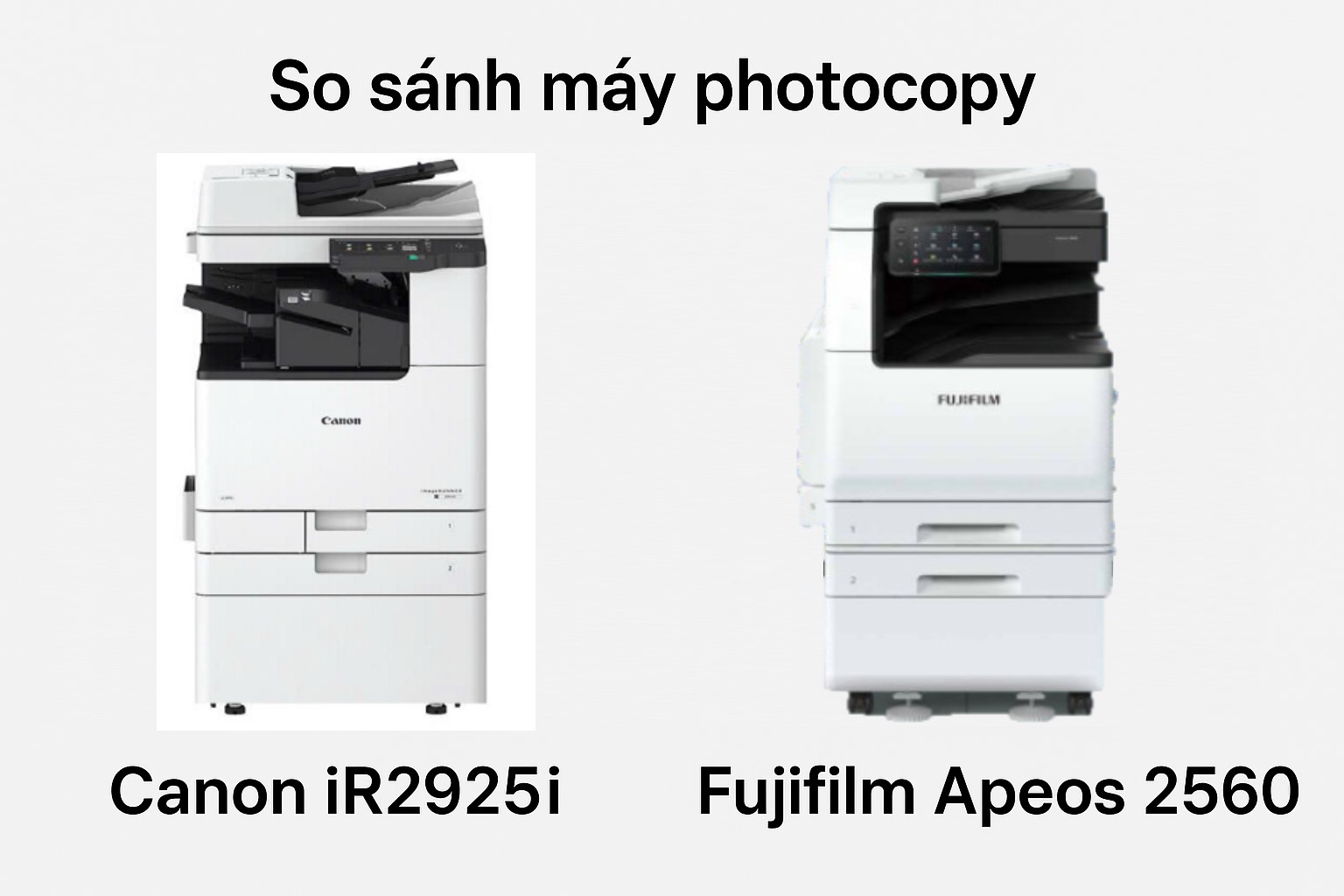 So sánh máy photocopy Canon iR2925i và Fujifilm Apeos 2560 – Nên chọn máy nào?